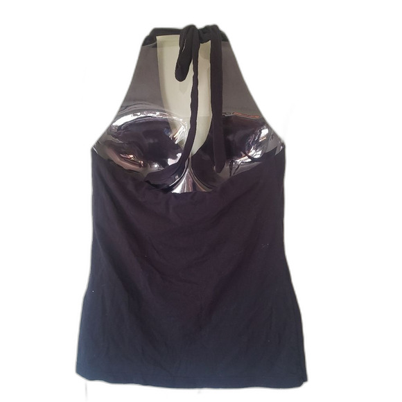 Apostrophe Black Embellished Tank Top Built‑in Bra Stretchy Womens Medium - Picture 2 of 4